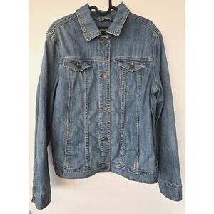 Eddie Bauer Jean Jacket Men Sz L Trucker Retro Boyfriend Grunge Med Wash